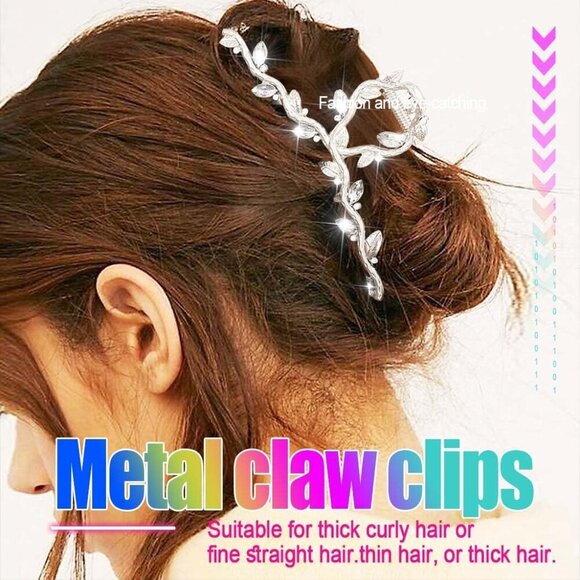 Rhinestone Claw Clips Gold Metal Thick Hair Large Fancy Hair Accessories Pack of main image 6